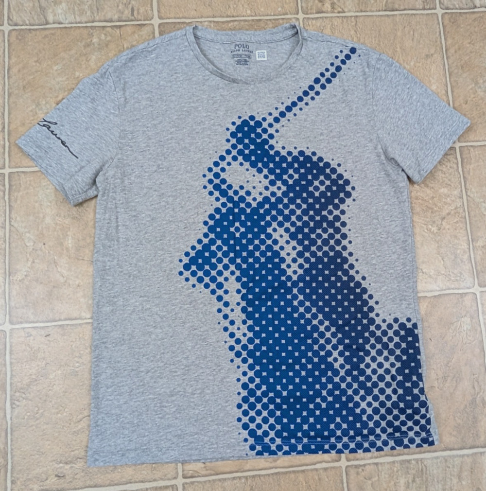 POLO Ralph Lauren men sz S Dotted Graphic T-shirt blue gray ss shirt 1114